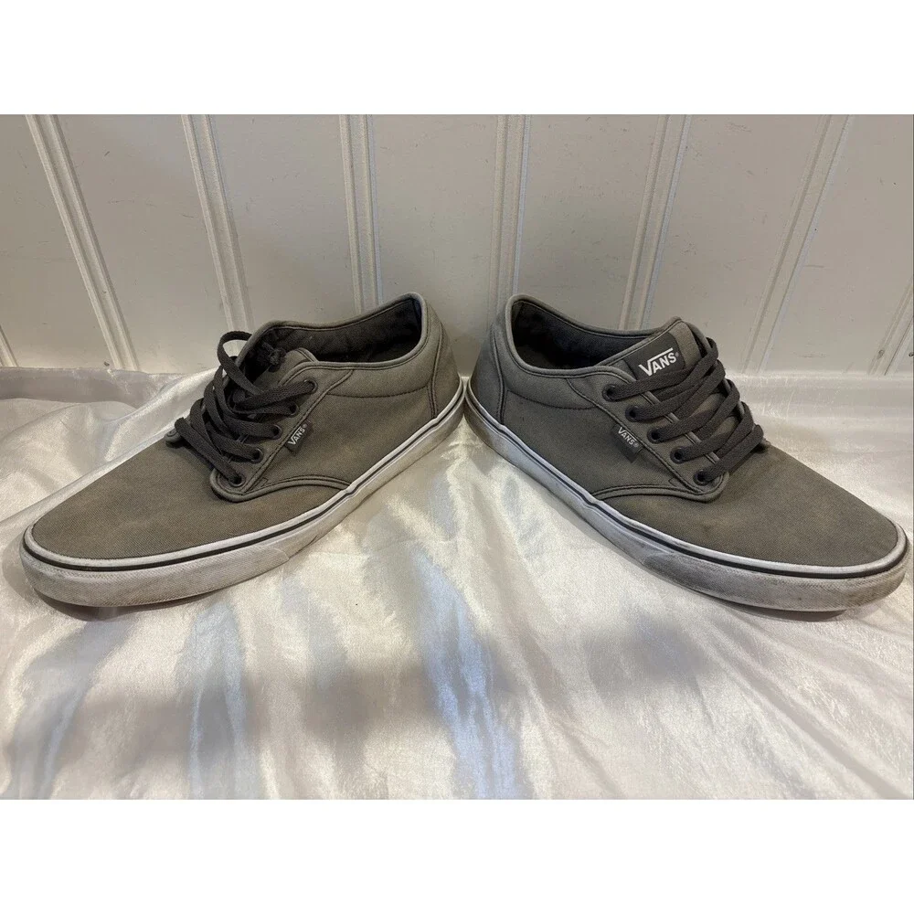 VANS Men's Gray Canvas Sneakers Skateboarding Shoes Lace Up Size 13